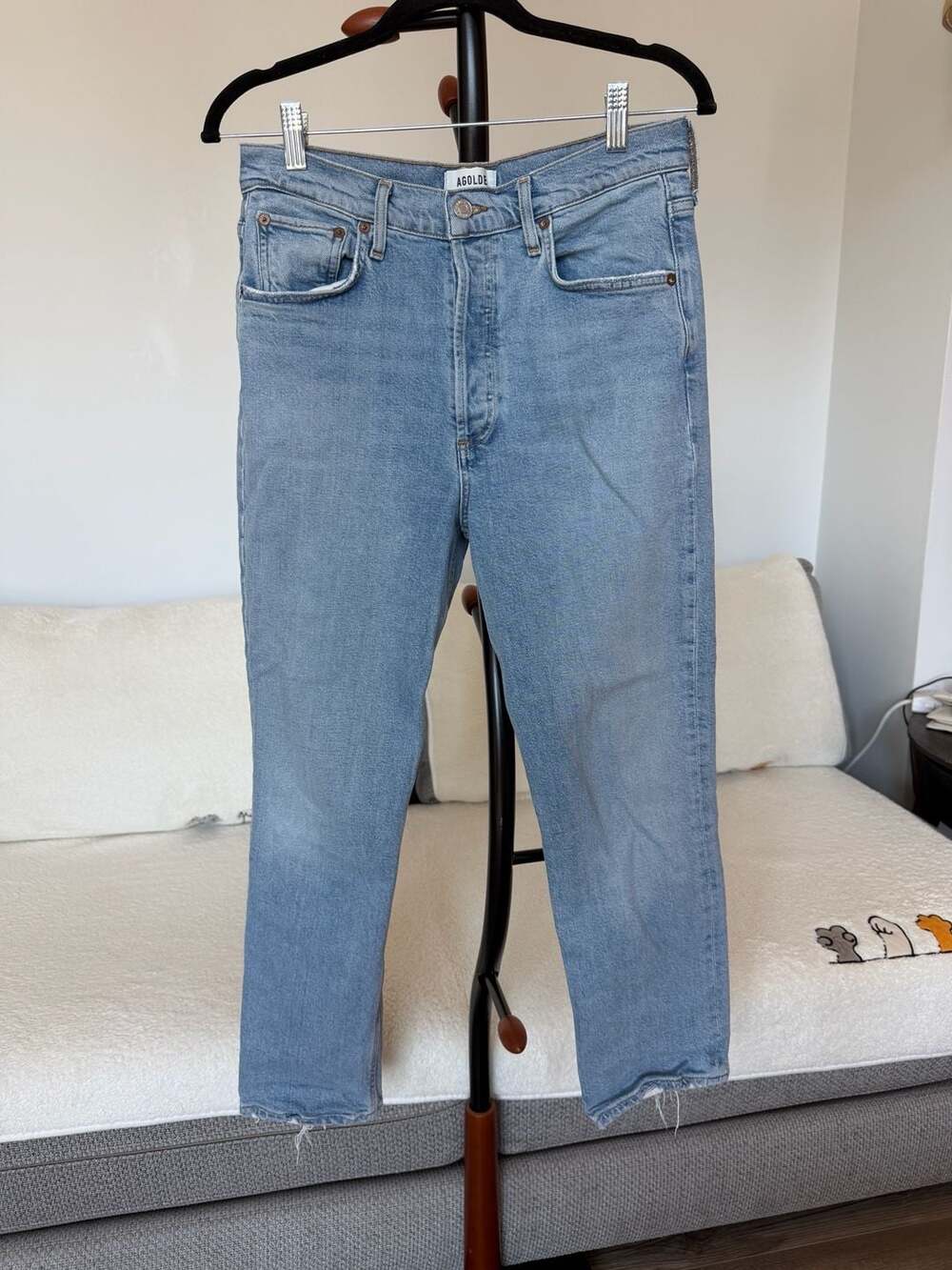AGOLDE Riley Jeans Women’s 28 Light Wash High Rise Straight Leg Denim